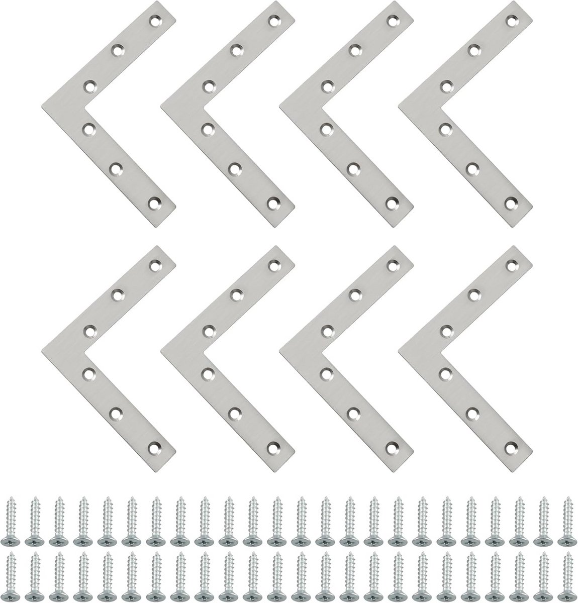 8 Stuks Hoeksteunen L-Vorm Roestvrij Staal 120x120mm voor Meubels