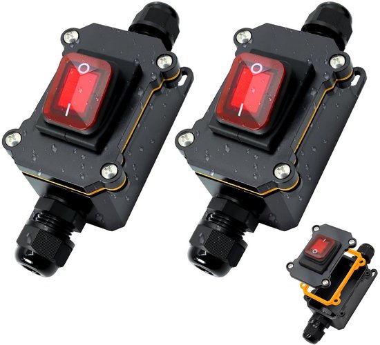 2x Waterdichte Inline Schakelaar IP67 - 220V 30A - Robuuste Kabel