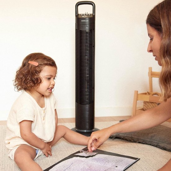 YAZEKY Torenventilator, zeer stille rotorloze ventilator, 24 snelheden, 99 cm, 70 graden oscillatieventilator met afstandsbediening, voor slaapkamer en kantoor (zilver
