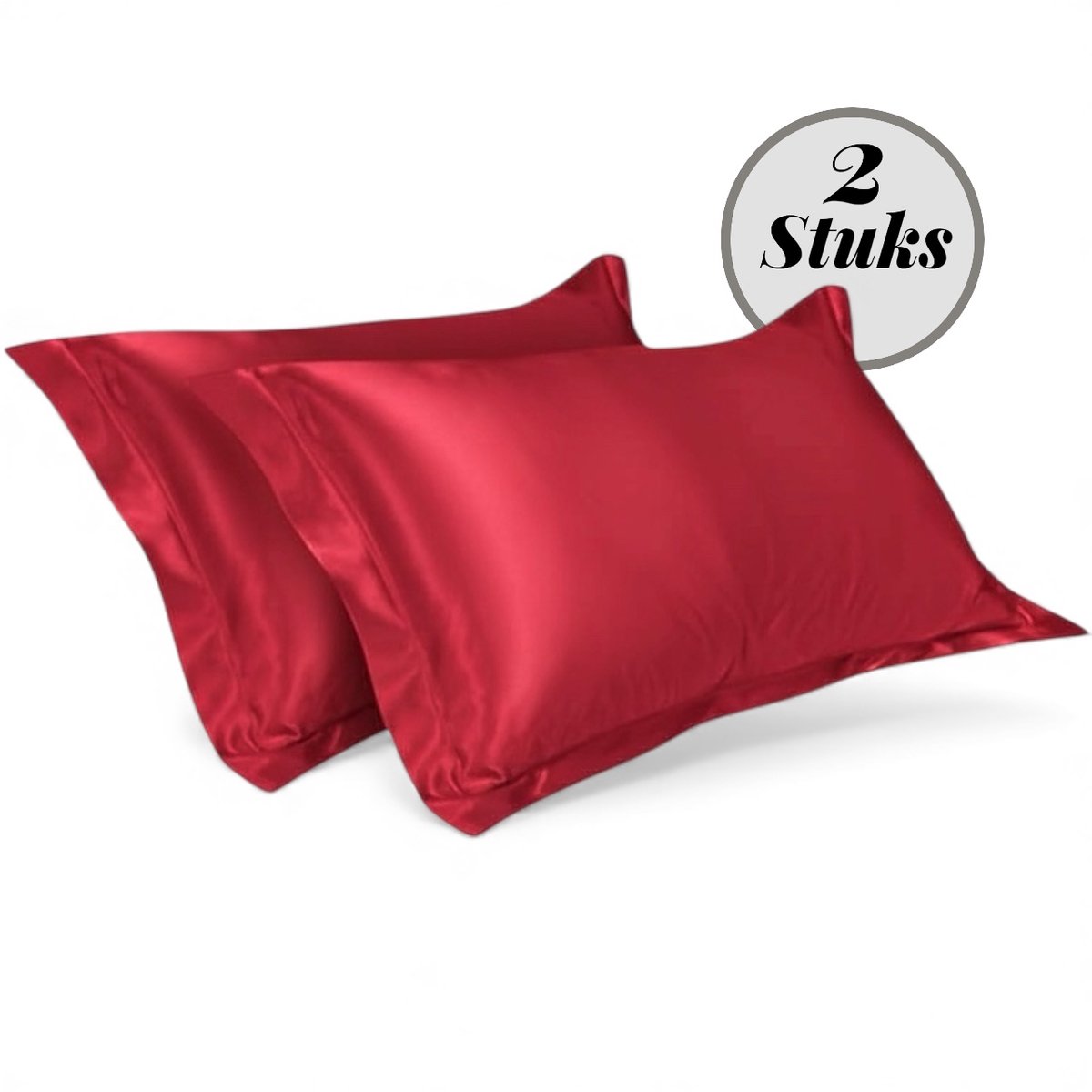 Beauty Silk - Kussenslopen - 60x70 - 2 stuks - Glans Satijn - Rood