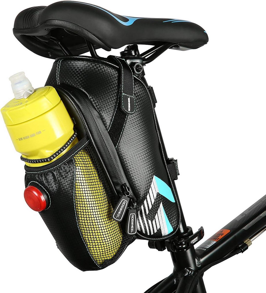 Waterdichte Fietstas Onder Zadel met Bidonhouder en LED Veiligheidslicht