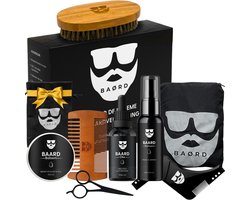BAØRD Ultieme Baardverzorging Set Incl Baardolie – Baardkam - Baardborstel – Baardbalsem – Baardshampoo – Baardschort – Styler - Baardset Kerst Kado – Baardgroei - Baard Kerstkado Hem - Cadeau Voor Man – Beard Kit - Vader Verjaardag - Giftset Mannen