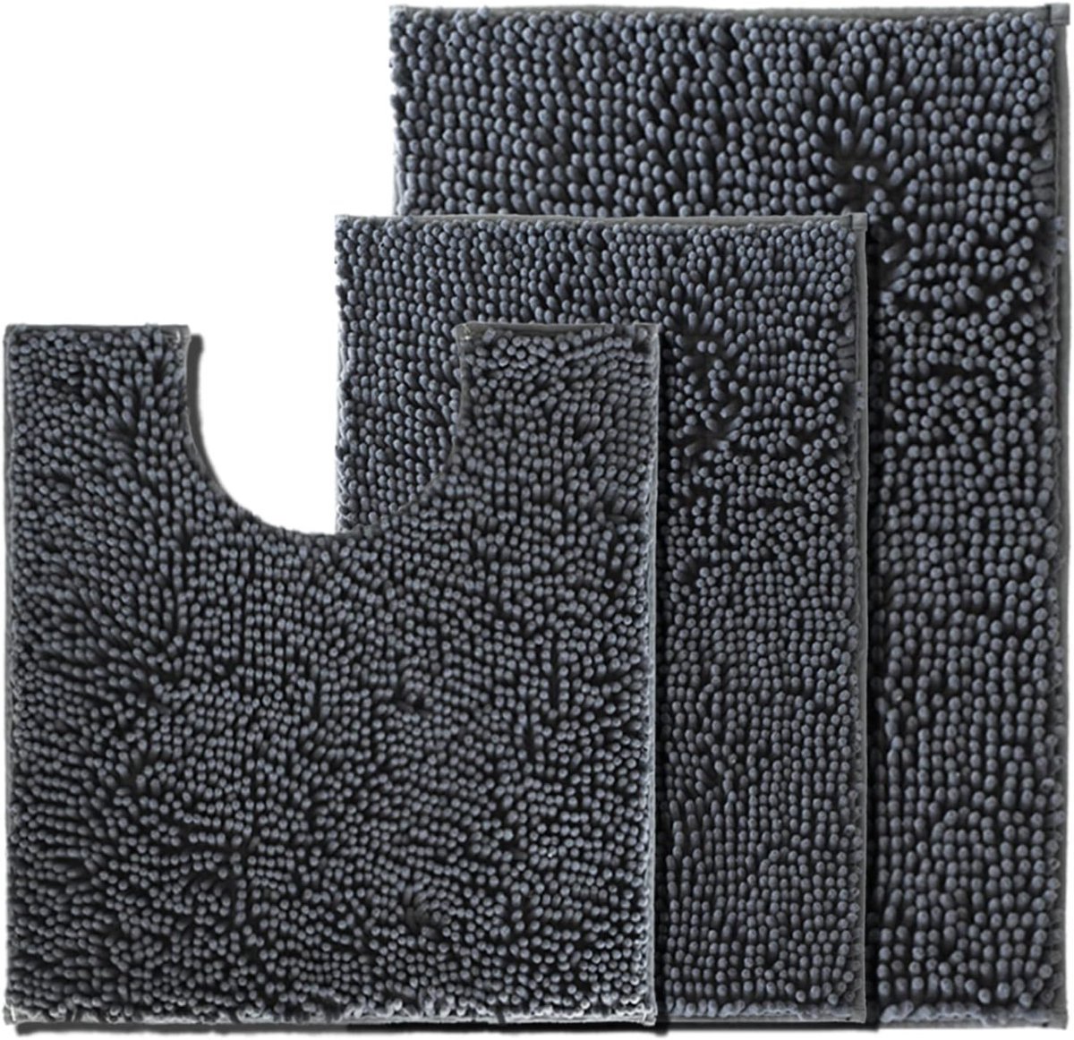 Stunq® Topkwaliteit Comfortabele Badmat Set van 3 voor Stijlvolle en Veilige Badkamerervaring