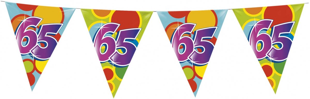 Haza Vlaggetjes - 65 jaar - leeftijd verjaardag - plastic - 10 meter — afbeelding 3