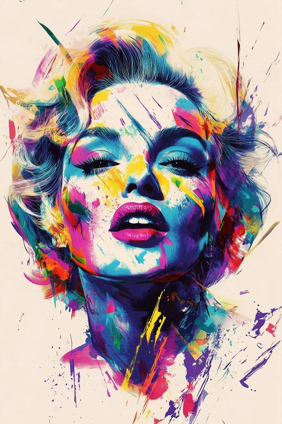 Marilyn Monroe Poster - Film Posters - Hollywood - Portret - Iconisch - Wanddecoratie Woonkamer - 180 gram papier - 5345KMD - Formaat 60 x 90cm