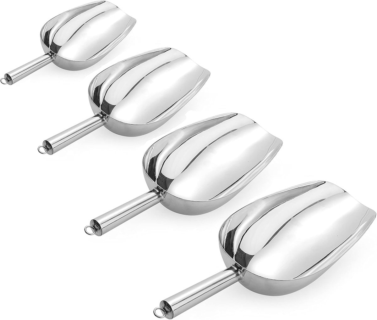4-Pack RVS Voedsel Schepjes - 8oz+12oz+16oz+24oz - Zware Dienst - Vaatwasser Veilig - Candy Schep - Popcorn Schep - Bloem Schep - Keuken Bar Tool - Ideaal voor Keuken - Bar - Feest - Partij Voorbereiding - Duurzaam Gebruik