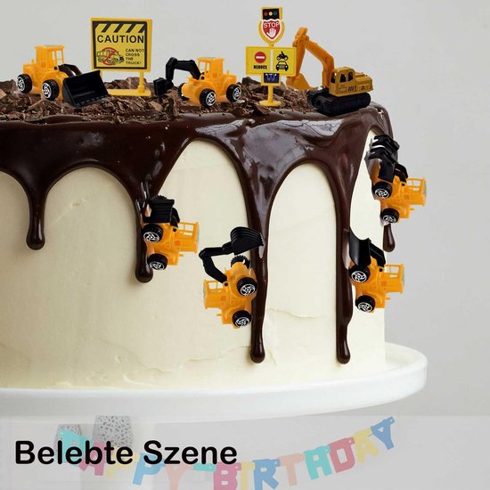45 Pièces Décorations Gâteau Excavatrice Chantier - Kit Complet Pour Anniversaire Enfant 2-3 Ans Garçon Ou Fille