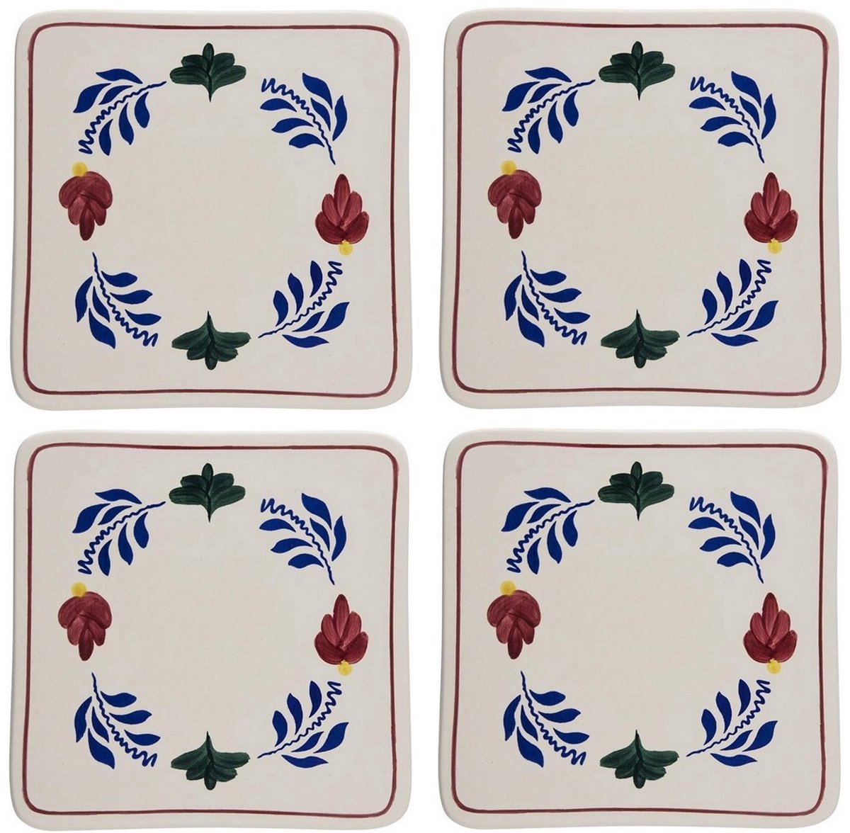 Boerenbont Pannen Onderzetter 20x20cm Aardewerk set van 4