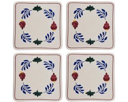 Boerenbont Pannen Onderzetter 20x20cm Aardewerk set van 4