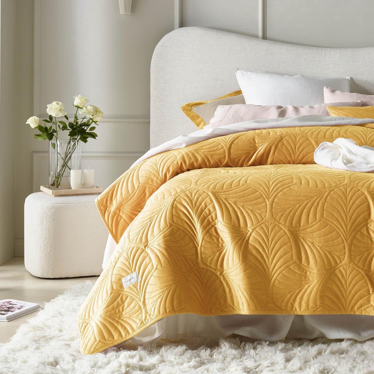 Stunq® Stijlvolle Mosterdkleurige Bedsprei 200 x 220 cm voor Slaapkamer en Woonkamer