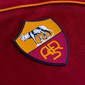 Het AS Roma clubwapen in oranje, geel en bordeaux met een wolf en baby's.
