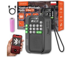 Zenwire® Y1 – Mini FM Radio & Bluetooth Speaker – Zakformaat – Voor Bouw/Koken – Batterijgevoed – Krachtig Geluid – Antenne – MP3 USB/TF – Licht & Draagbaar