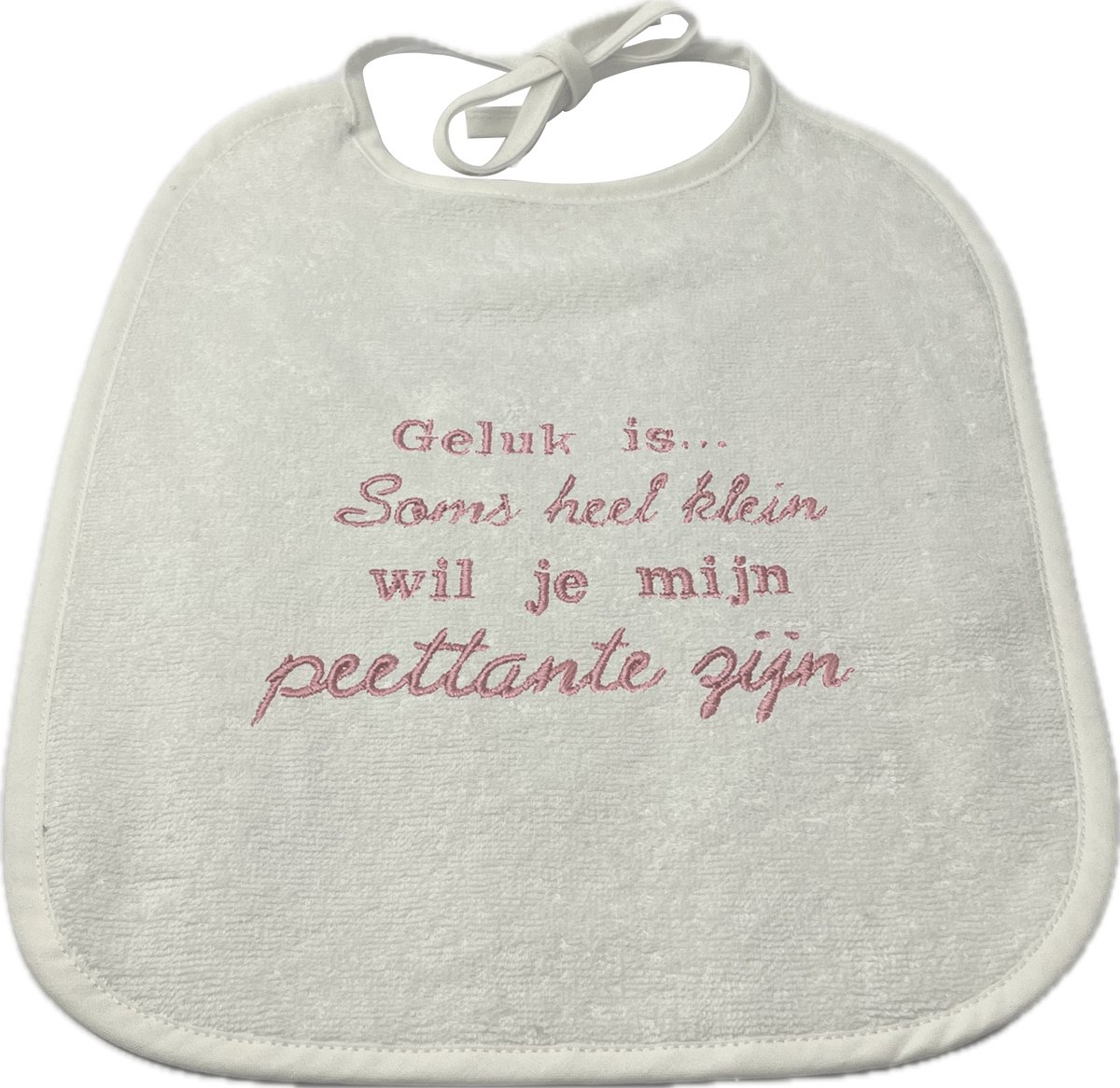 Slabbetje - roze - wil je mijn peettante worden?
