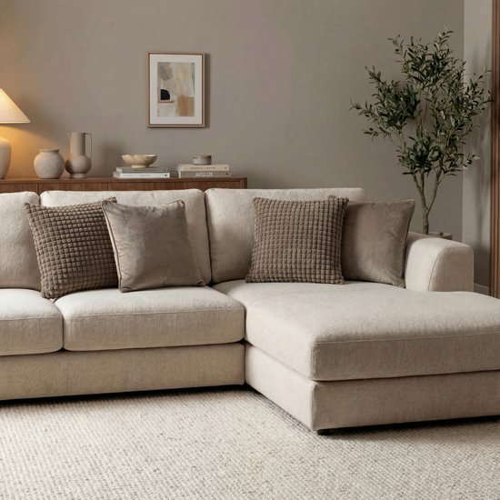 Dutch Decor - Set de 4 coussins décoratifs - Essentials - bois flotté - taupe - 45x45 cm - Finn & Rome - y compris coussins intérieurs - velours