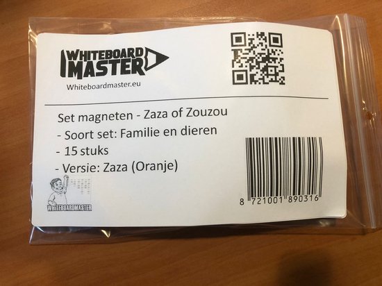Verpakking met 15 magneten - Zaza (Oranje) - Familie en dieren set van Whiteboardmaster.