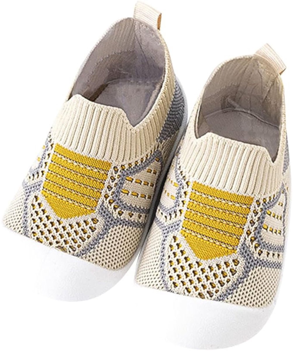 Jojoy - Babyslofjes Antislip - Eerste Loopschoentjes - Ademend Mesh - Lichtbruin - 18-24 Maanden - Leren Lopen - MESHSTEPS