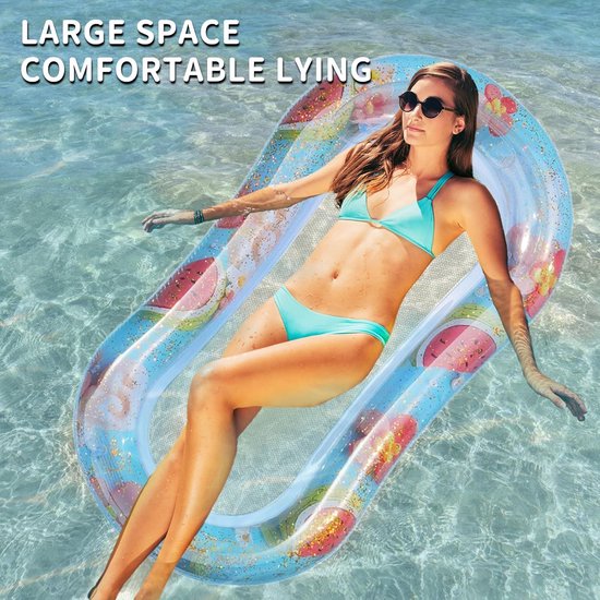 Opblaasbare Waterhangmat met Net - Draagbaar Ligbed voor Zwembad en Zomerplezier — afbeelding 5