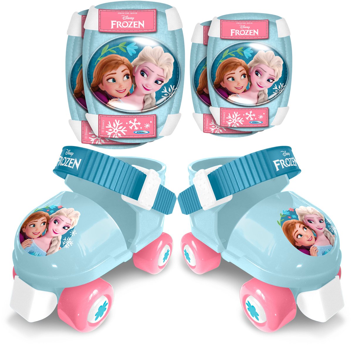 Set rolschaatsen en beschermende kleding - Frozen- Met elleboog- en kniebeschermers - Blauw & Roze
