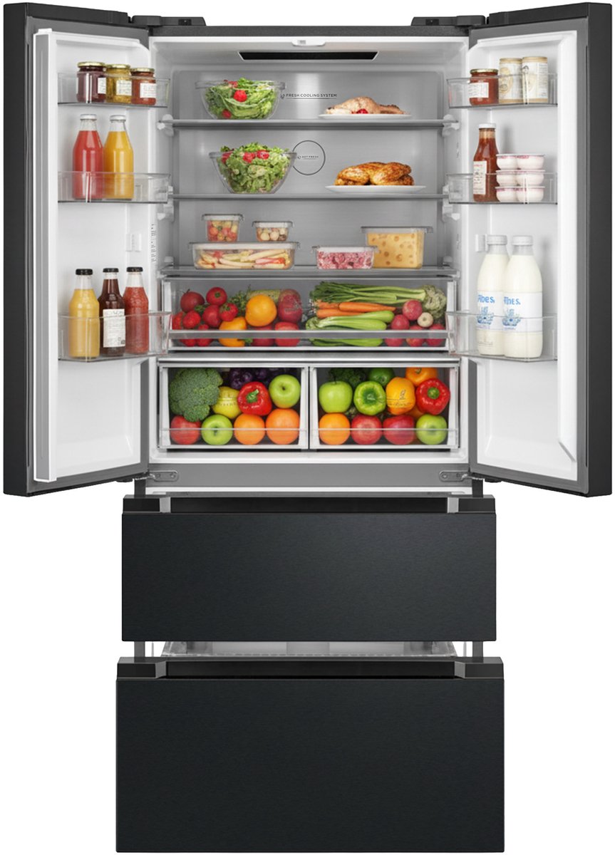 Heinner HCFD-M516INVHDXE++ French Door Amerikaanse Koelkast – 516 L – No Frost – LED Touch Display – InoxCool & ADT Fresh System – Donker RVS – 5 Jaar Garantie — afbeelding 3