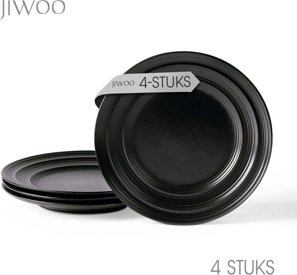 Dinerborden set van 4 (Ø21,4cm / 8,5inch), Ontbijtborden, Pastaborden, Pizzaborden, serviesset 4 persoons, Geschikt voor restaurants, hotels, banketten, familiefeesten, en picknicks, Magnetron-vaatwasserbestendig, Keramiek