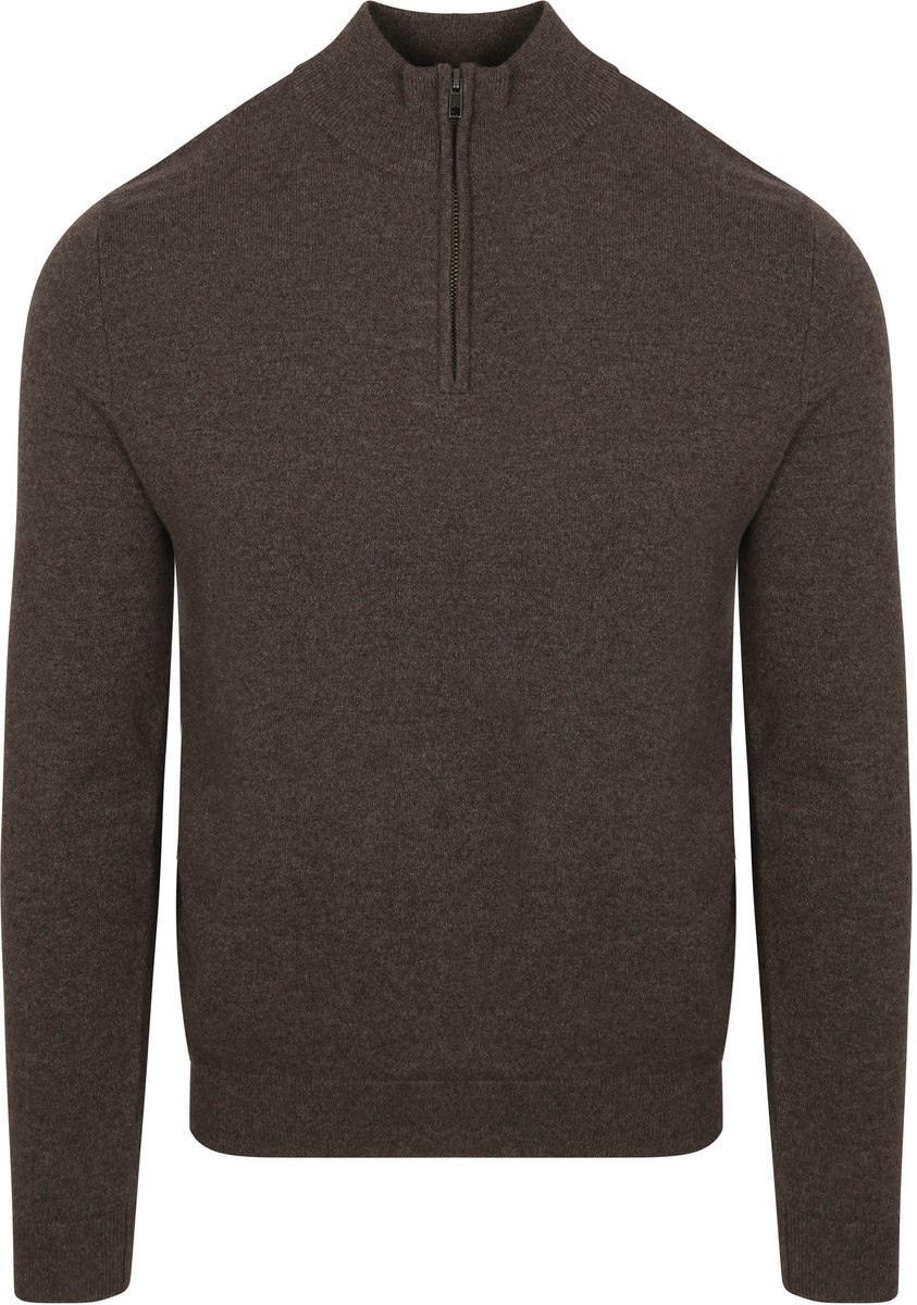 Steppin' Out Half Zip Trui Merinowol Bruin - Maat M - Heren - Pullovers