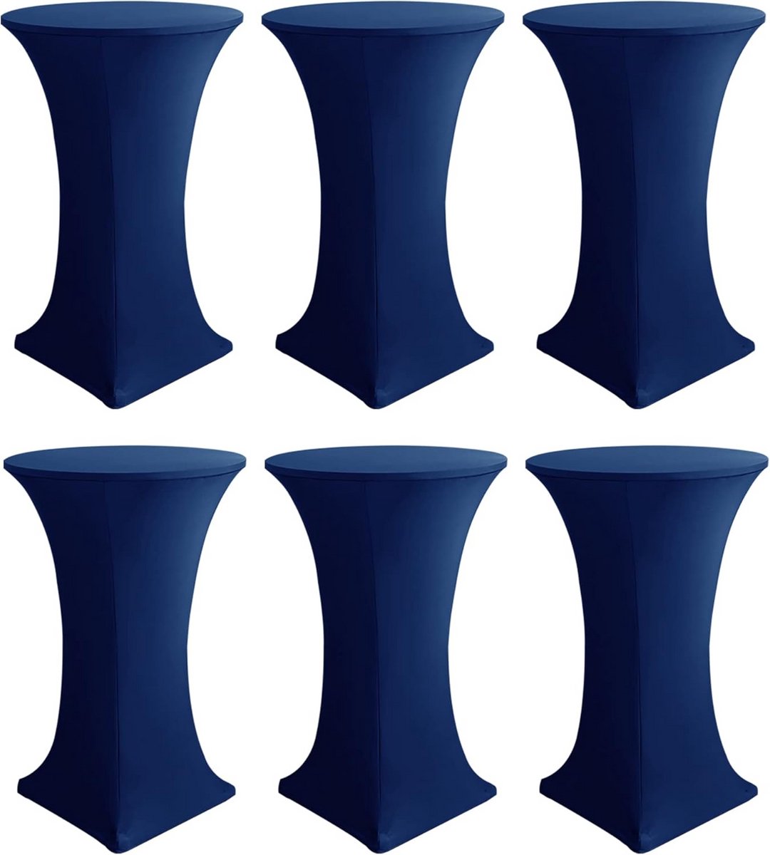 Cocktailtafelhoezen Set van 6 - Stretchable Spandex Vierkante Hoeken Tafelkleden - Marineblauw
