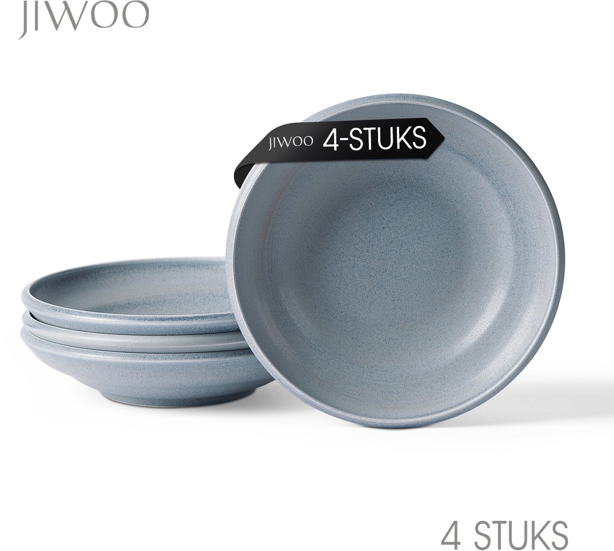 Pastabord set van 4 (Ø22 cm / 8,5inch), Diepe borden, Soepborden, Serviesset 4 persoons, Geschikt voor Restaurants, Horeca, Feest, Familiefeesten, Banketten en Picknicks, Magnetron-vaatwasserbestendig, Keramiek