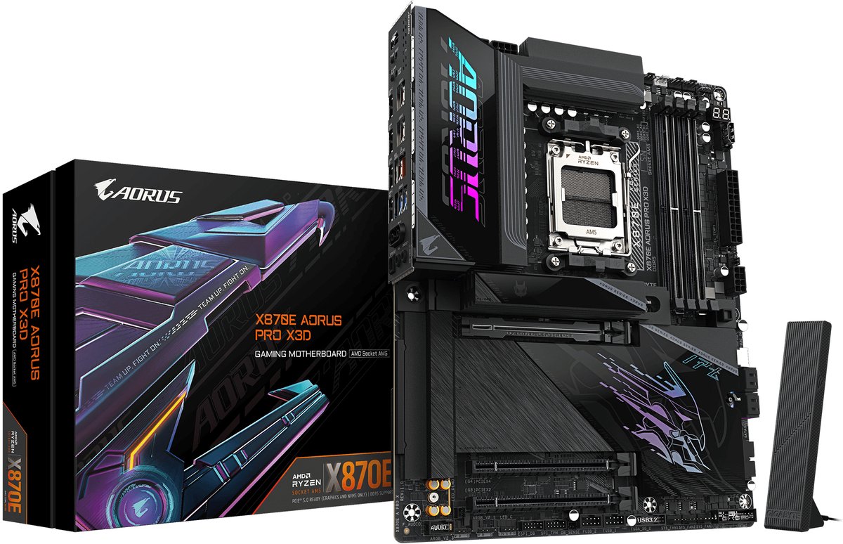 GIGABYTE X870E AORUS PRO X3D - ATX - Socket AM5 - AMD X870E - DDR5 - Wi‑Fi7 - 5GbE LAN - PCIe 5.0