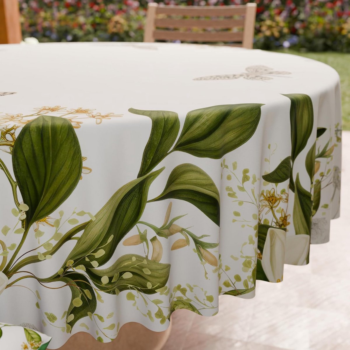 Ronde Anti-vlek Tafelkleed 140 cm - Bloemmotief Microvezel
