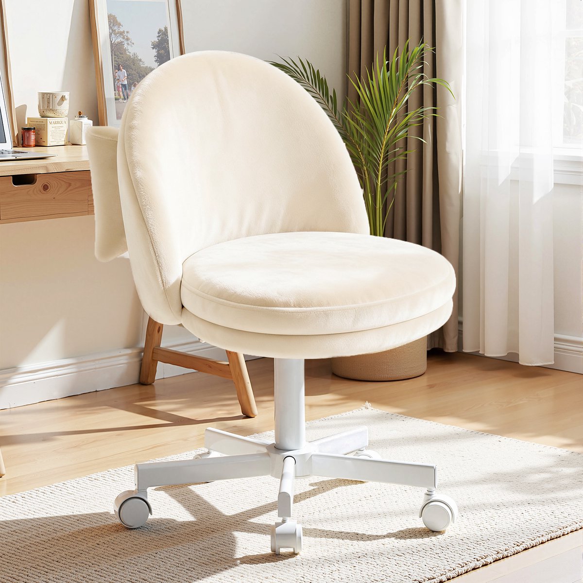 Homeoffice-stoel Draaistoel Wit Fluwelen Oppervlak - Homeoffice-stoel, - €67,99