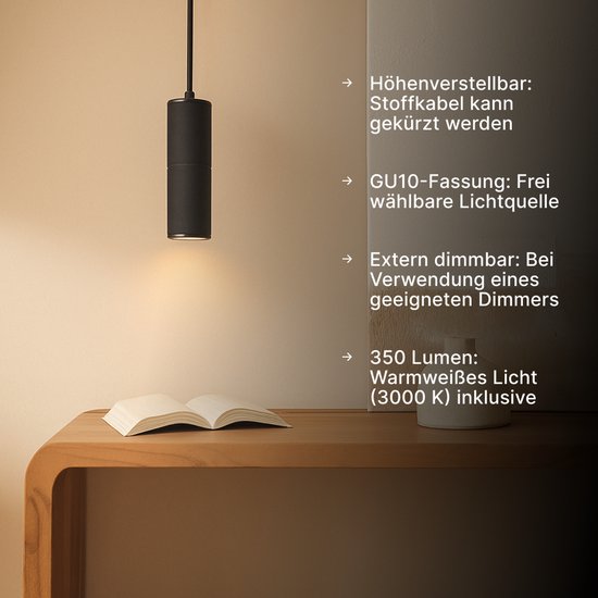 Brilliant Marty - Lampe suspendue - LED GU10 - Zwart