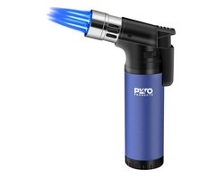 PyroProducts® PyroTorch Quattro Aansteker – Gasaansteker – Windproof & Navulbaar – Voor vuurwerk, kaarsen & BBQ – Kinderslot - Blauw