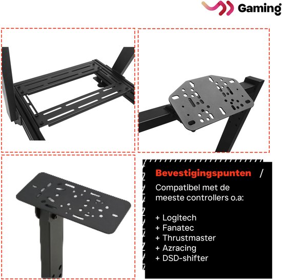 VDD On Pro Sim racing cockpit - Gaming - Zwart - Fiberglass kuipstoel - Aluminium - 66,6 x 139,4 x 111,5 cm - Race cockpit - Racestoel - Sim Racing - Race Simulator van vdd — afbeelding 5