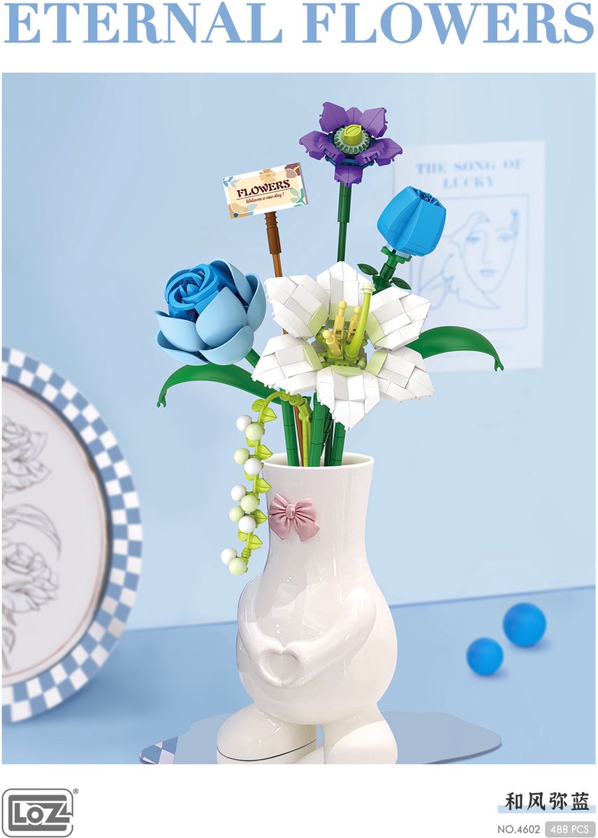 LOZ - Eternal Flowers - Blue Hope | Mini Block Plant Set | Build and Create | Home Decoration | Happy Valentine | Gift | No. 4602