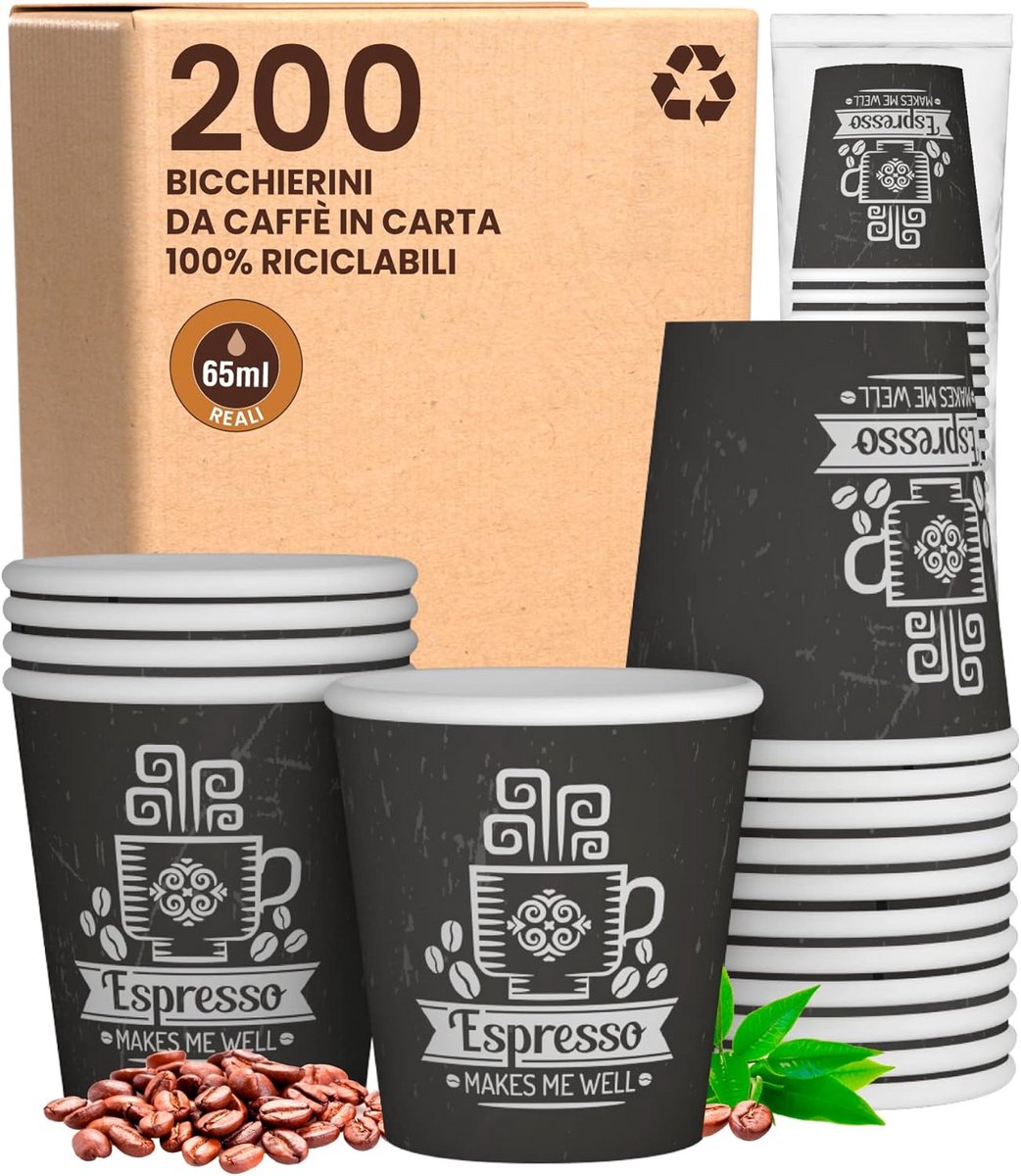 Biologisch afbreekbare espresso bekers 65 ml - klein formaat voor koffie