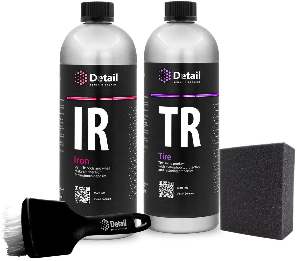Detail Tire & Wheel Set – 1L Tire Shine, 1L Iron Wheel Cleaner, Bandenapplicator & Tire Brush