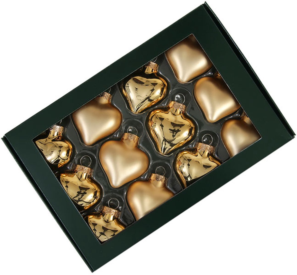 Hartjes glas goud 40 mm - 12 stuks