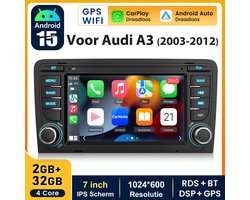 JUNSUN 2 DIN BOSE Autoradio - Pour AUDI A3 8P (2003-2012) S3 Android 15 WIFI Carplay GPS Navi FM Bluetooth Android Auto + Mirror Link SWC DSP