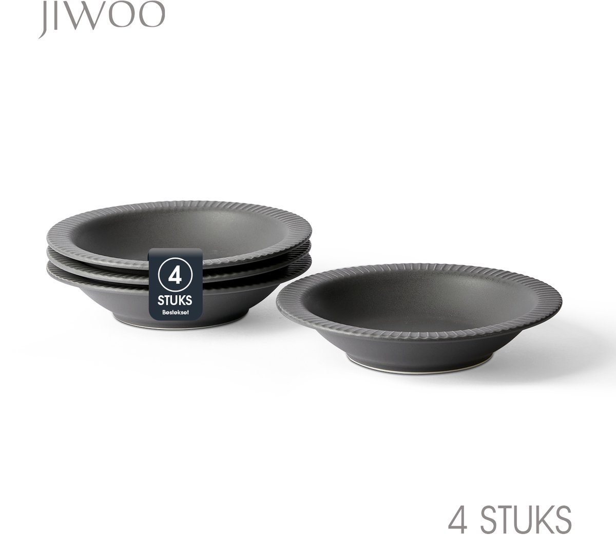 Pastabord set van 4 (Ø21,3cm / 510ml), Diepe borden, Soepborden, Serviesset 4 persoons, Geschikt voor Restaurants, Horeca, Feest, Familiefeesten, Banketten en Picknicks, Magnetron-vaatwasserbestendig, Keramiek