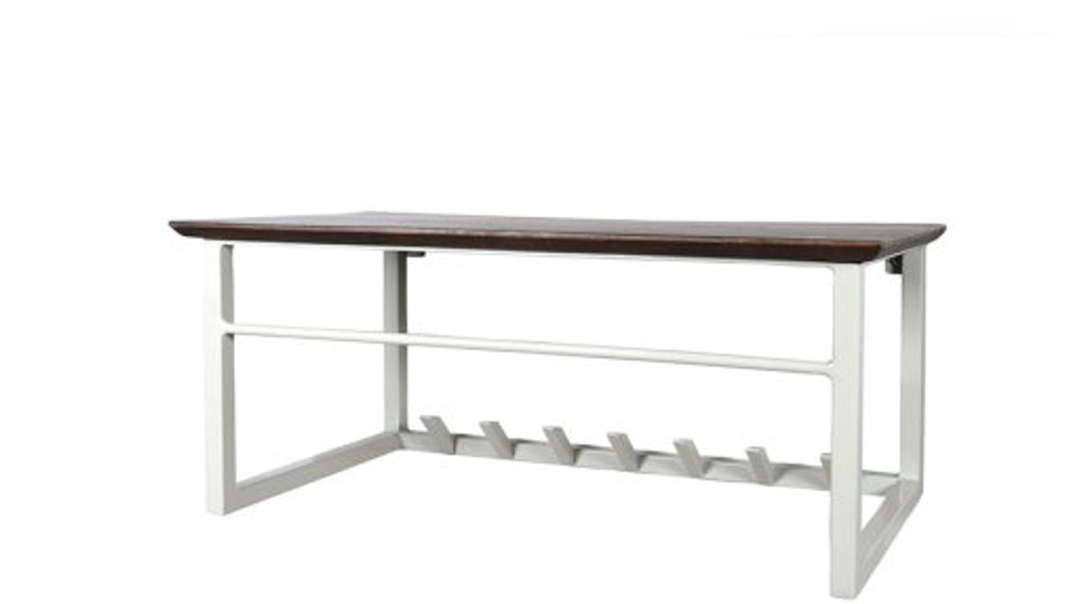 Kapstok Antigua met hoedenplank mangohout - 7 haken - walnoot - 64x35x27 cm
