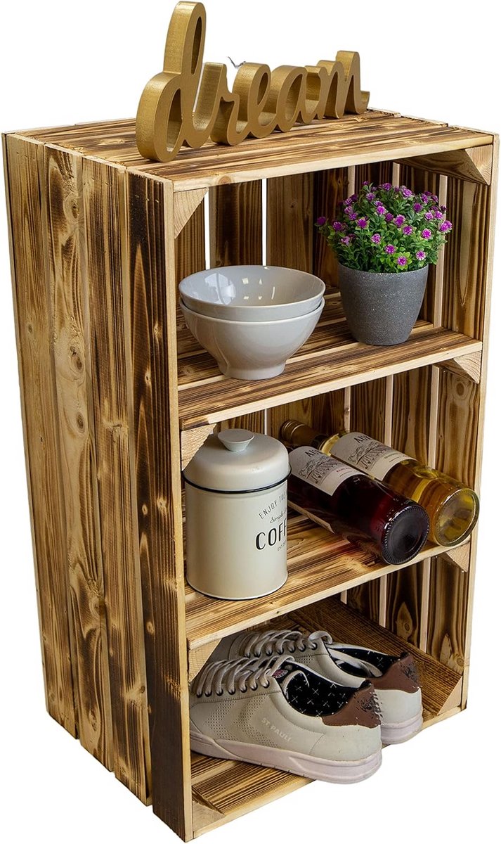 Houten Opbergkist met Legplanken - 68x40x30cm - Shoekast, Boekenkast of Nachtkastje