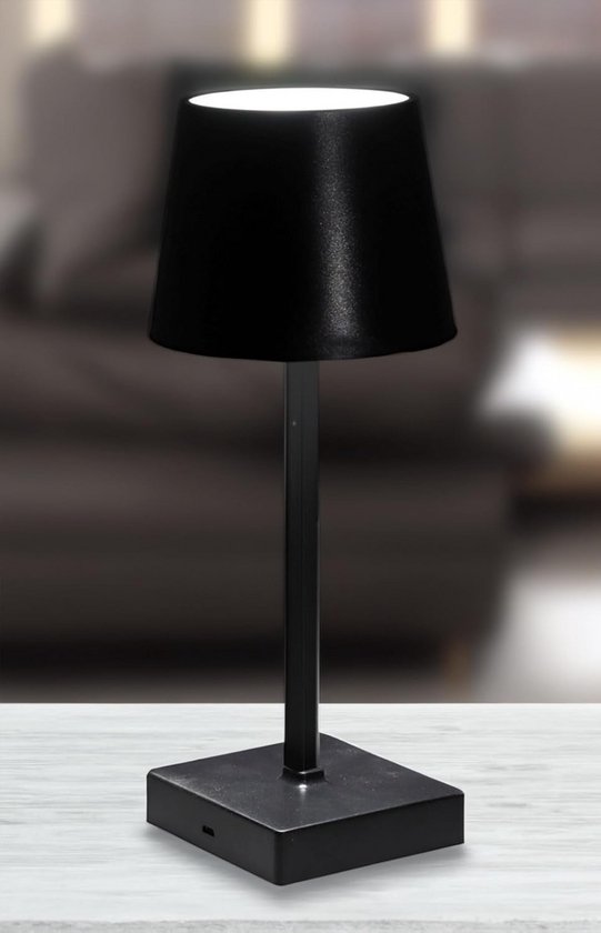 Dimbare LED Tafellamp op Batterijen met Touch Sensor - Zwart - Sfeervolle Nachtlamp voor Bureau of Bedside — afbeelding 4