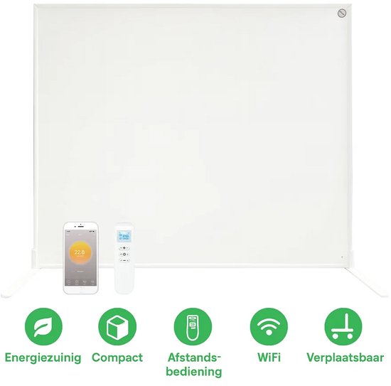 Quality Heating Infrarood paneel QH-SP - 50 x 90 cm - 450 Watt - Geïntegreerde thermostaat - Smart Home Wifi - Inclusief voetjes - Verplaatsbaar - Lichtgewicht