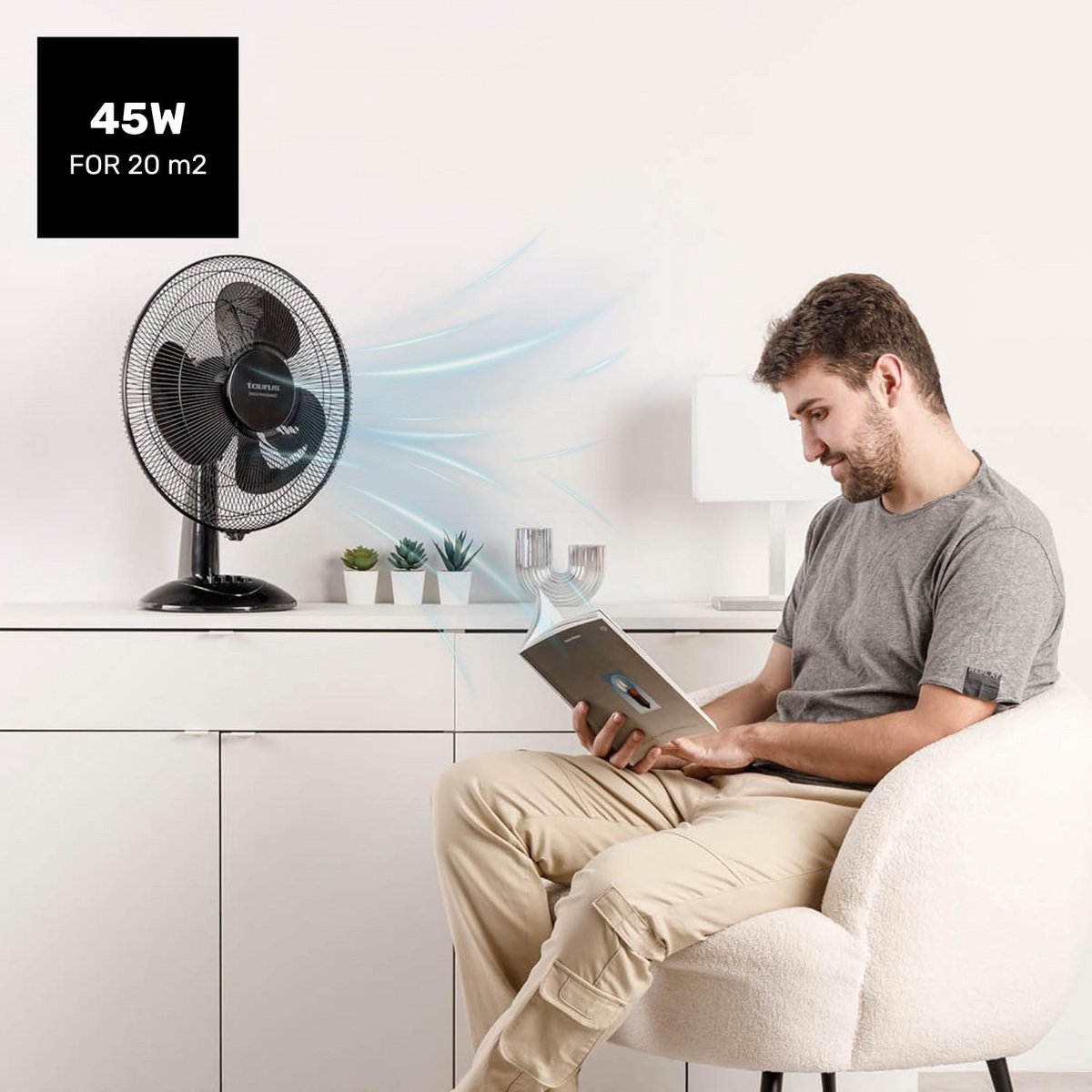 Stilstaande Tafelventilator 40 cm - Krachtige 45W Ventilator met 3 Snelheden en Oscillerende Functie – foto 6