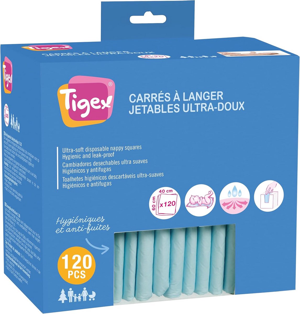 Wegwerp aankleedkussens - Disposables luierkussen - Hygiënisch verschonen - Lekvrije bescherming - 120 stuks - Wit/Blauw