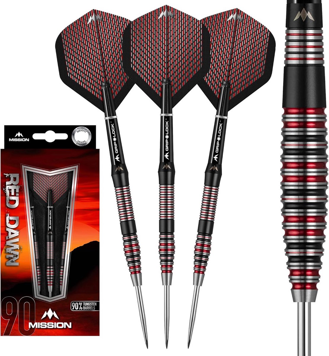 Dartpijlen Set 90% Tungsten Ringed Barrel Inclusief Flights en Shafts