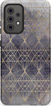 Casetastic Hoesje Geschikt voor Samsung A52 (4G/5G/s) - Stijlvolle Beschermende Duo-layer Case - Grijs Gouden Betonnen Diamanten