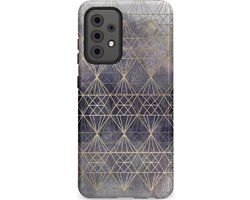 Casetastic Hoesje Geschikt voor Samsung A52 (4G/5G/s) - Stijlvolle Beschermende Duo-layer Case - Grijs Gouden Betonnen Diamanten