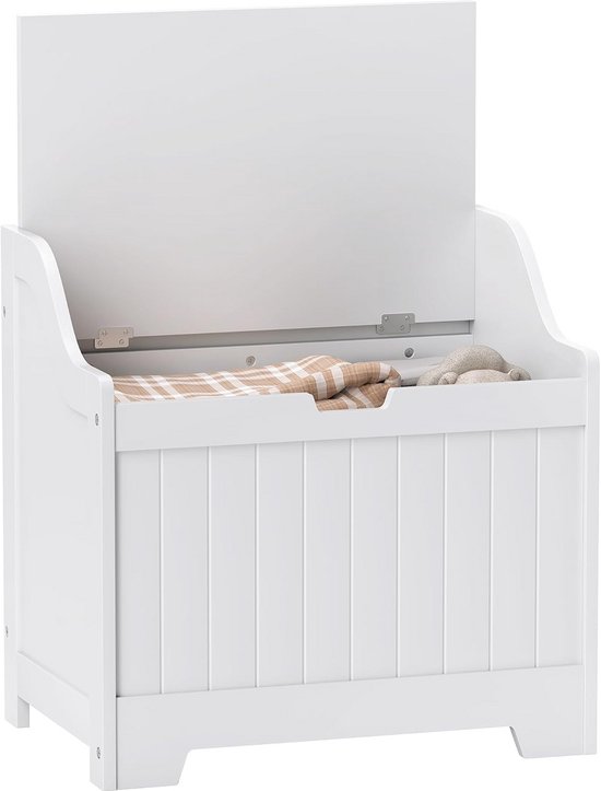 HOMCOM opbergkist houten kist met scharnierdeksel spaanplaat wit 100 x 40 x 40 cm