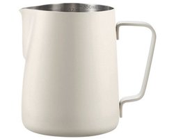 Melkkan - Melkkannetje opschuim - Melkopschuimkan - Milk Pitcher - Melkkannetje - Latte Art - Roosternaald - 304RVS - 350ml - wit